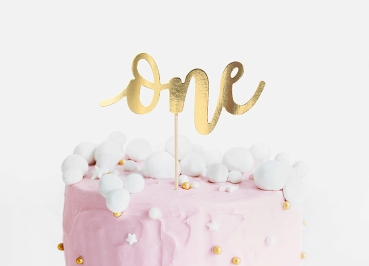 Cake Topper - One - Gold
